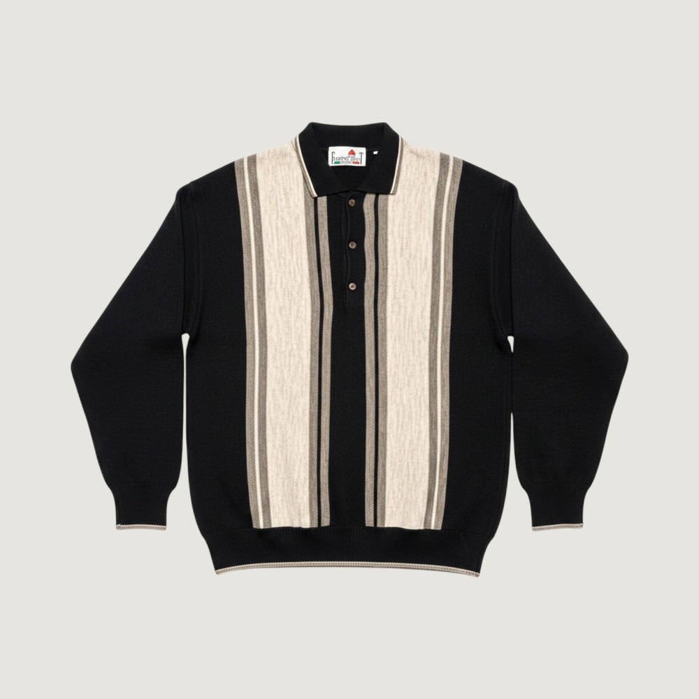 Vintage 90s Wool Blend Italian Made Florence Tricot Mens M Striped Polo Sweater